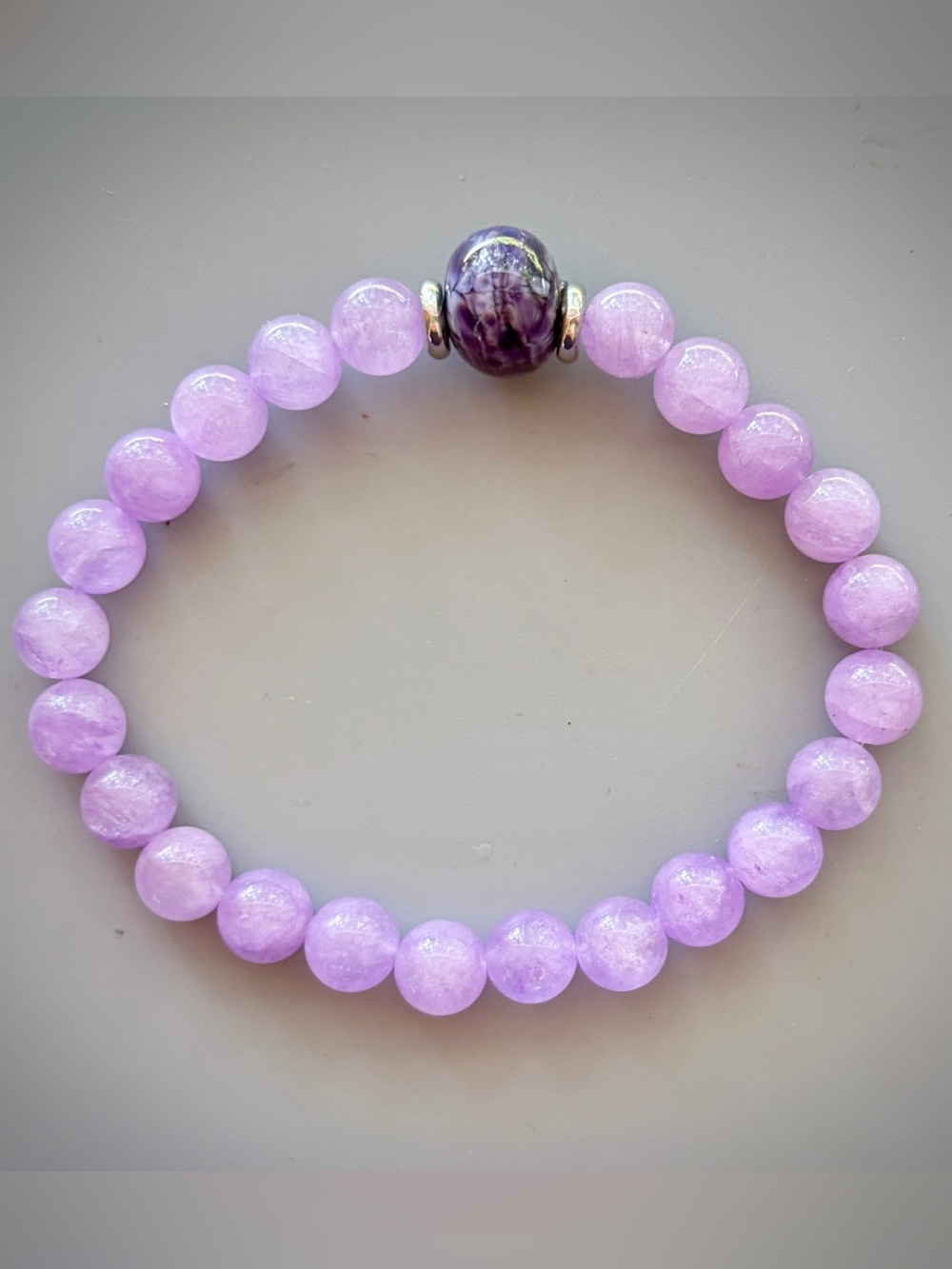 Lavender Jade Handcrafted Bead Bracelet